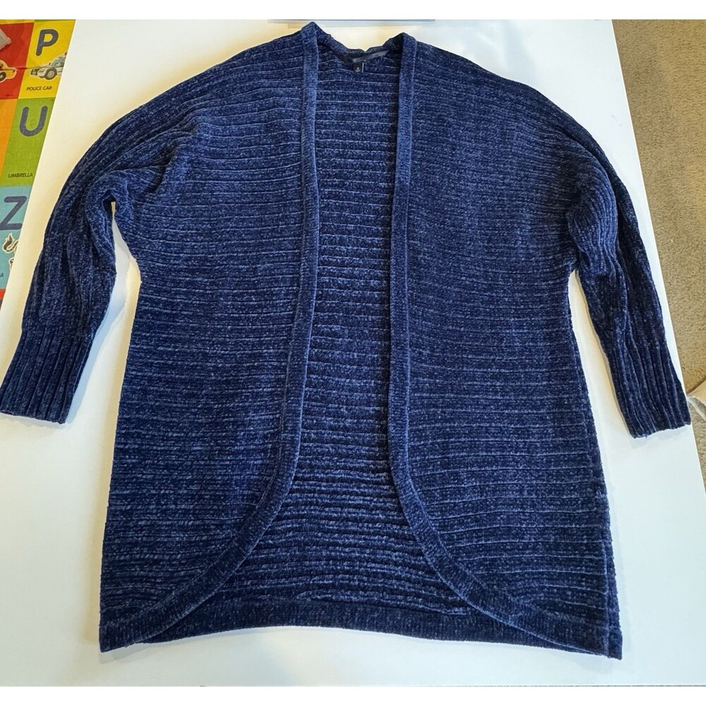 Torrid Woman’s Chenille Cocoon Open Front Ribbed Sweater Dark Blue Sz 0